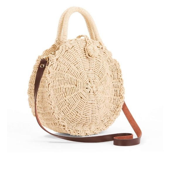 bujibaja Handbags - Buji Baja by Hat Attack Mini Cooper Round Straw Bag Natural (Missing Strap)